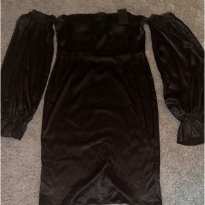 Sexy Black Puffy Sleeve Dress